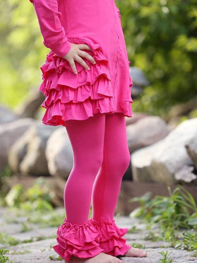 Bella Triple Ruffle Pants - Hot Pink for wholesale by Pearls and Piggytails, Inc