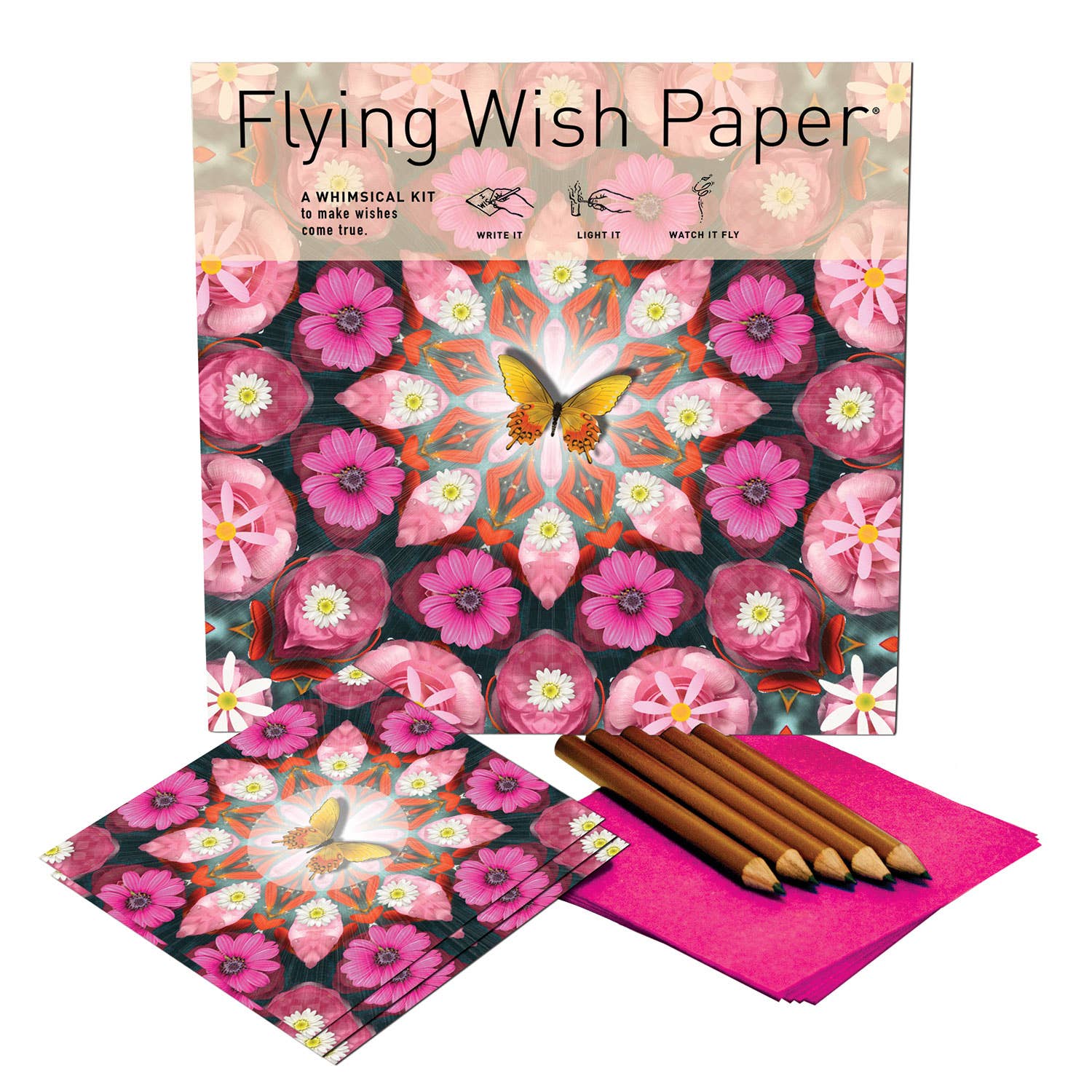 FLYING WISH PAPER ® - Wholesale DIY Craft Kit - PINK BUTTERFLY – 50 WISH PAPER™ Holiday Gift Wish-Making Kit3
