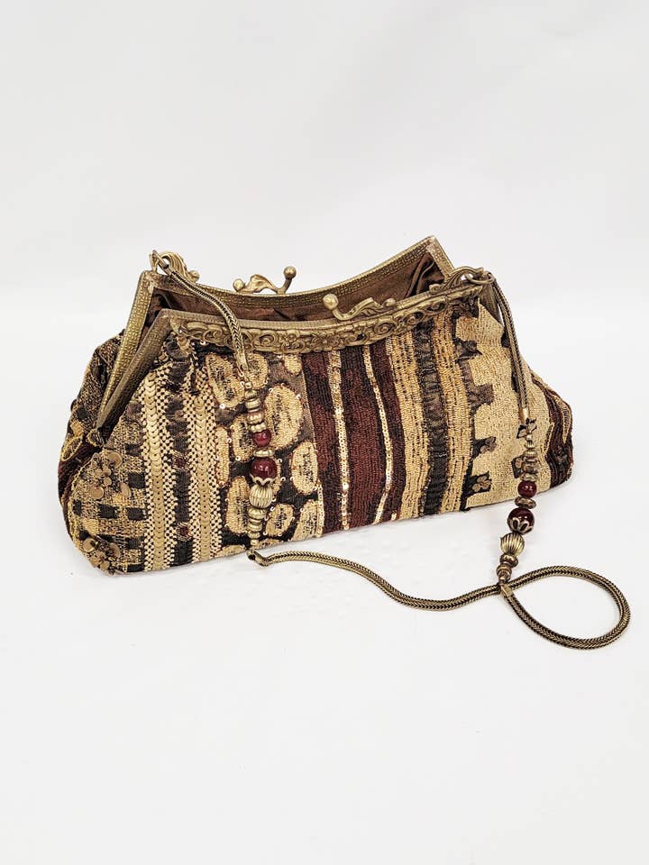 VINTAGE CLASSIC TAPESTRY BRIDGE CLUTCH #AC 278 for wholesale by Ricki designs