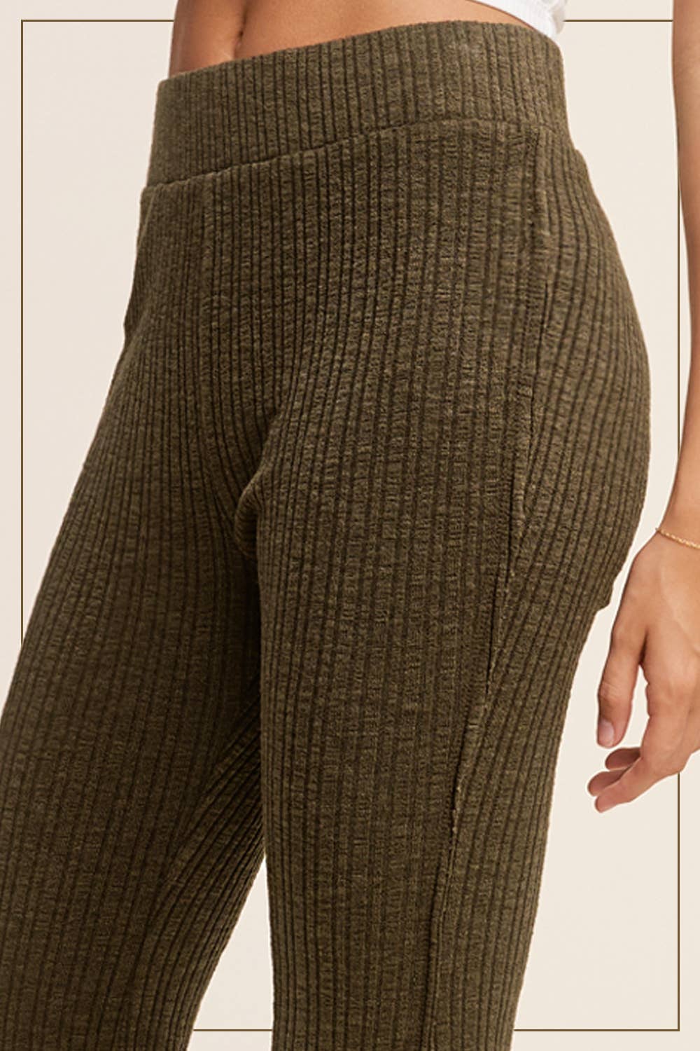 La Miel - Wholesale Lounge Sweatpants/Joggers - Women's - JAP4174-Basic Ribbed Fitted Silhouette Loungewear Pants0