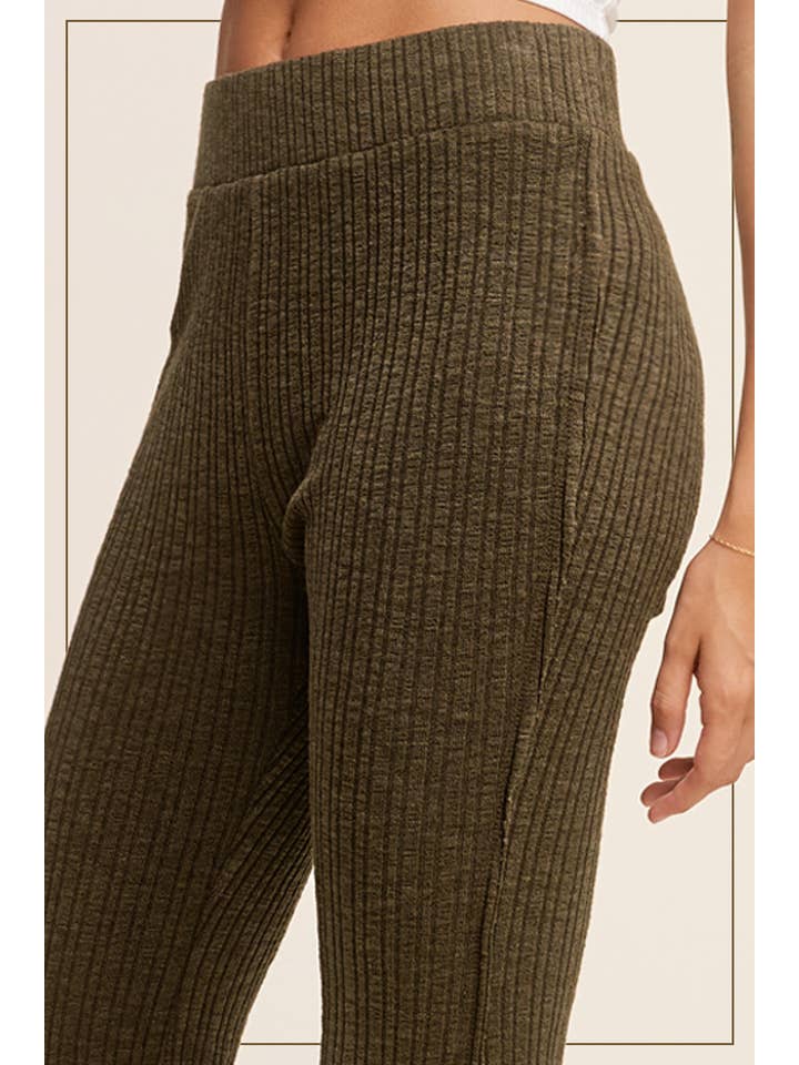 La Miel - Wholesale Lounge Sweatpants/Joggers - Women's - JAP4174-Basic Ribbed Fitted Silhouette Loungewear Pants