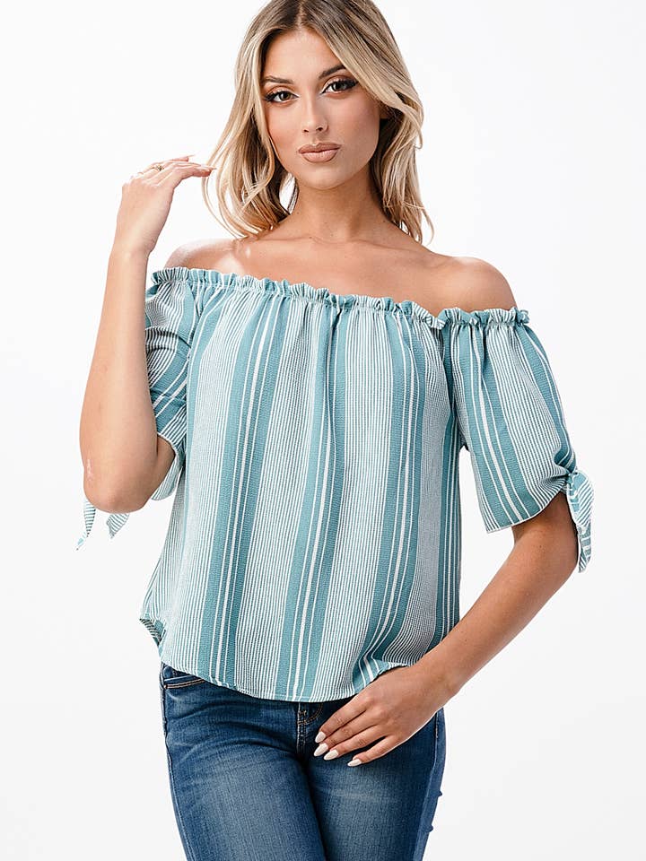 Striped Off-shoulder Blouse for wholesale by miroh