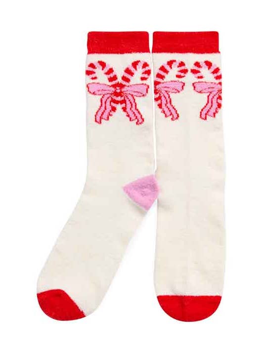 Shiraleah - Wholesale Socks - Women's - CANDY CANE BOW SOCKS,IVORY0