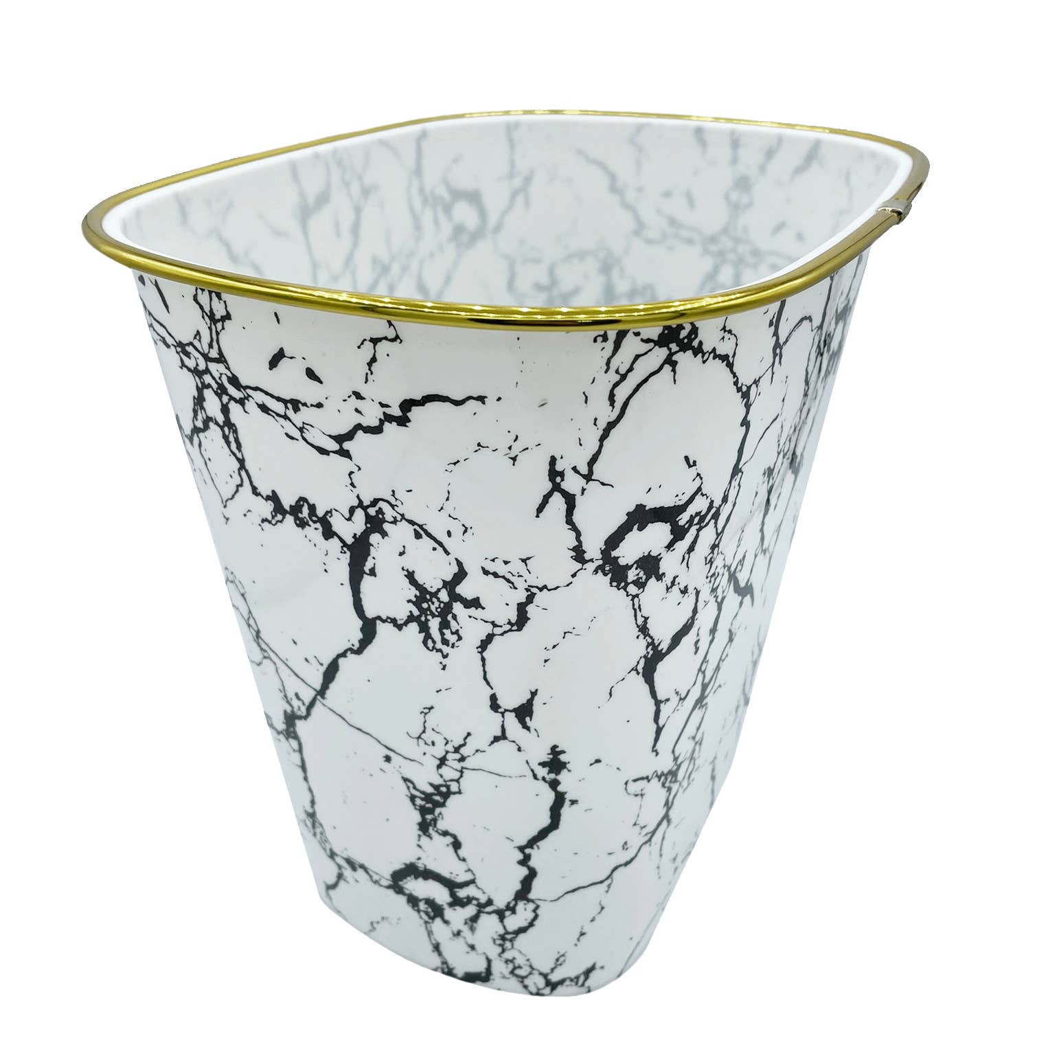home mart goods - Wholesale Bathroom Trashcan - 10" Black White Marble Look Plastic 1.7 Gallon Trash Can8