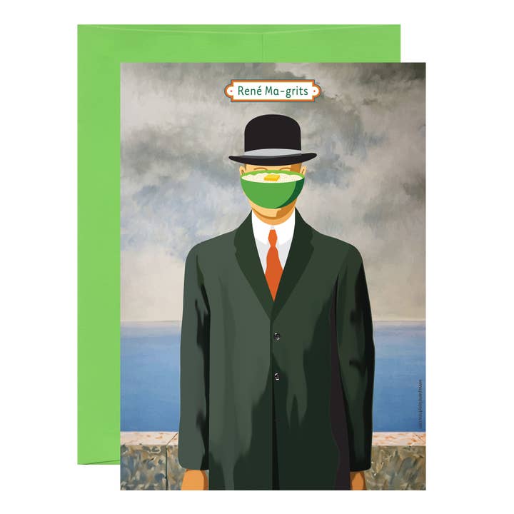 The Art of Pamela Joy Trow - Wholesale Everyday Greeting Card - Surreal Meal: René Ma-grits Greeting Card Magritte Art Parod