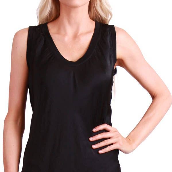 Silk Front, Cotton Ribbed V-Neck Tank Top for wholesale by Gigi Moda
