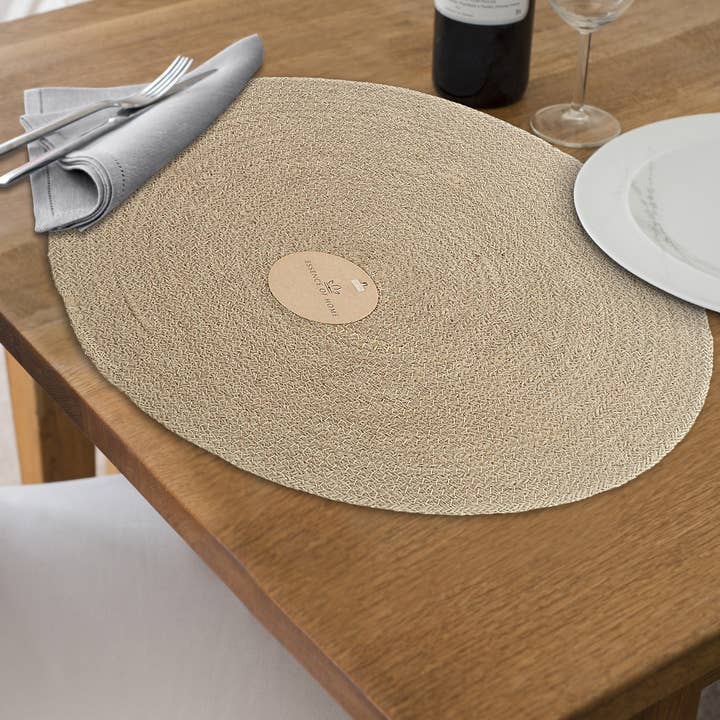 Brown Jute Braided Round Plain Placemat for wholesale on Faire1