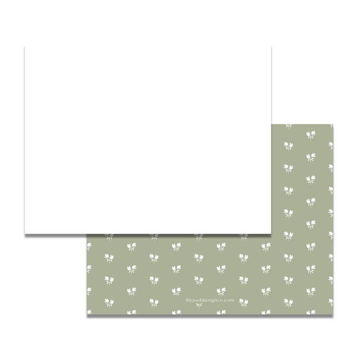 Green Block Print Stationery Set for wholesale by Lilypad Design Co.