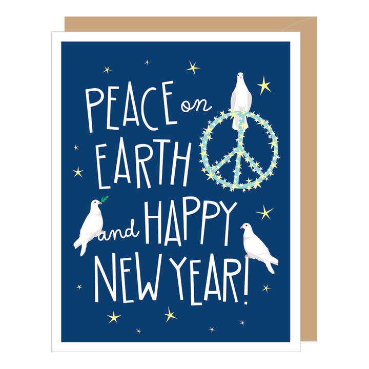 Apartment 2 Cards - Wholesale New Year's Card - Peace on Earth New Year Holiday Card (single or boxed)