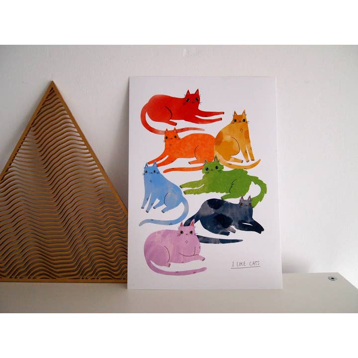 I LIKE CATS – wholesale Art print – Rainbow Cats Pride A4 Print6