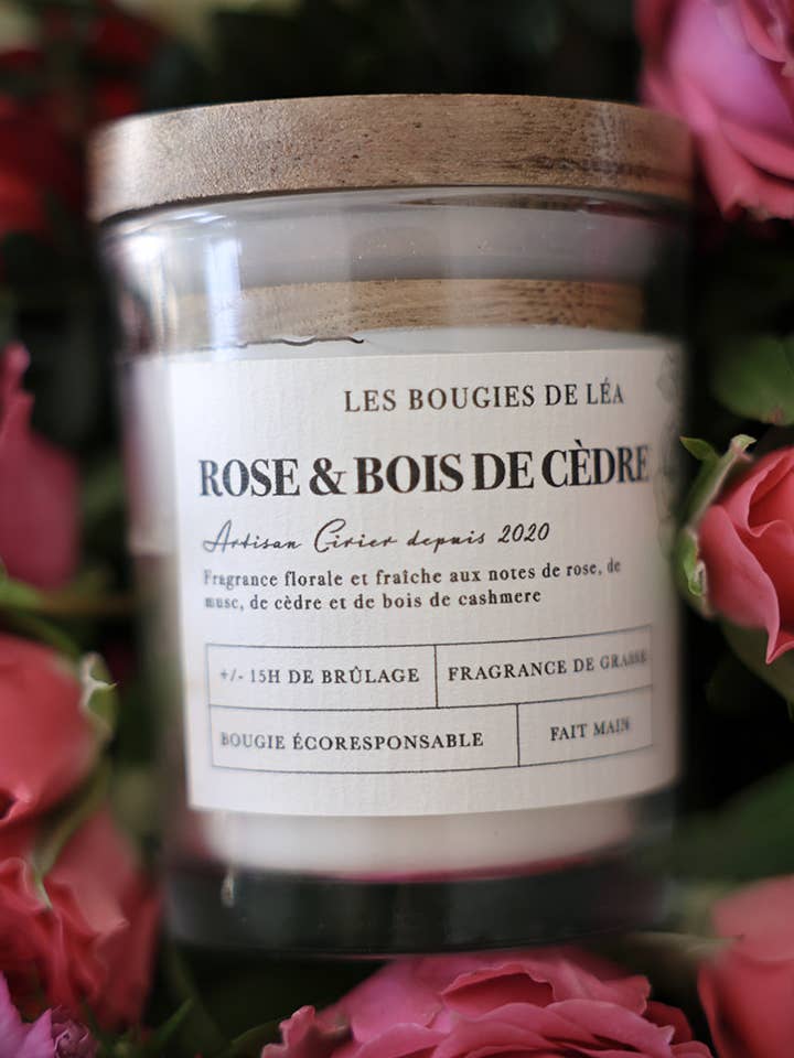 Rose & Cedarwood Candle - Small for wholesale by Les Bougies de Léa