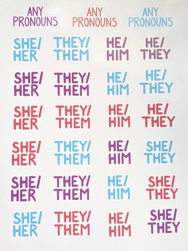 Feuille d'autocollants de pronoms pour la vente par Courtney Licata Designs