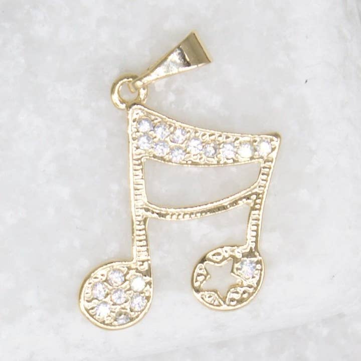 Anhänger mit 18 Karat Gold gefüllter Zirkoniastein, doppelter Barnoten-Anhänger, Musiknote, Musiksymbol, Schmuckherstellung, Musiknoten-Anhänger für den Großhandel von MIA Jewelry