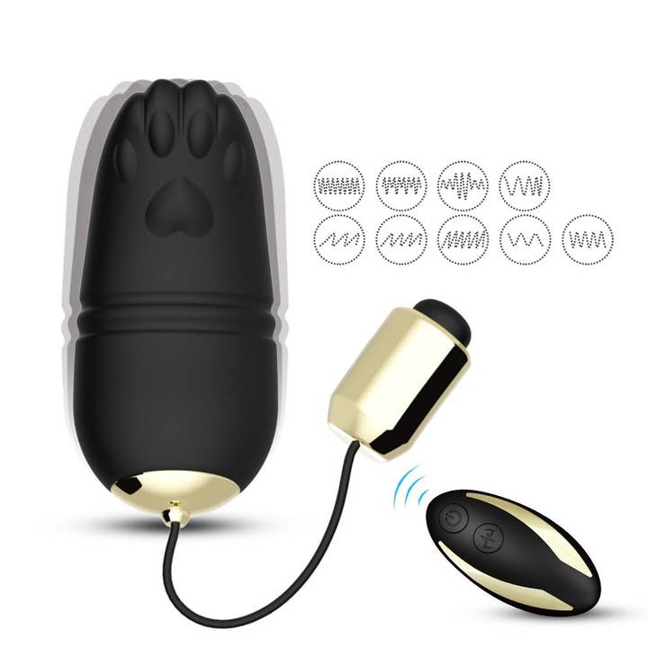 Kinky Pleasure – wholesale Sexleksaker – Bossoftoys - 52-00001 - Fjärrstyrt ägg - 9 Funktioner USB - Kitty Svart