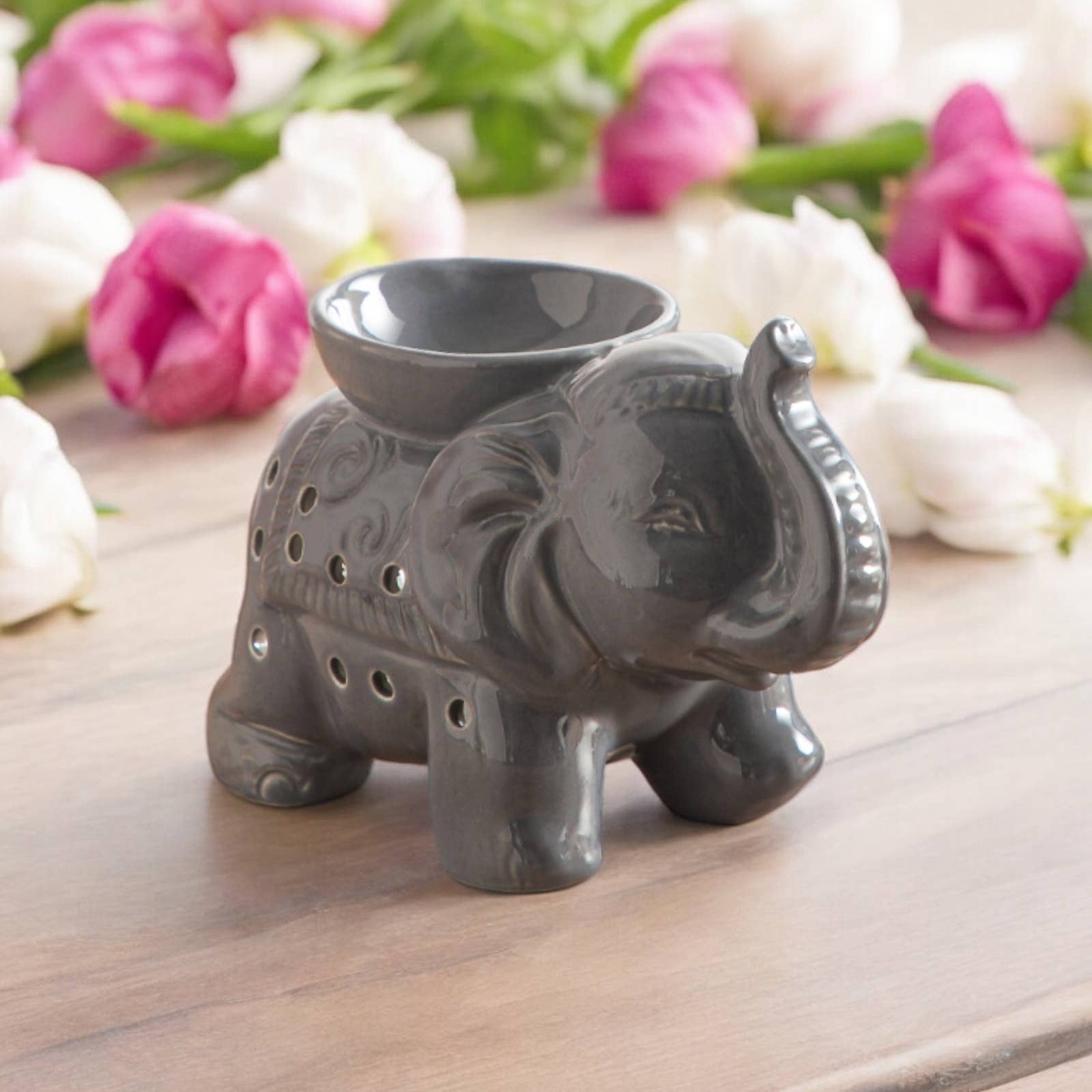 Zen'Arôme - Vendita all'ingrosso Portacandele - Bruciatore olio fondente cera profumata elefante Tandor grigio10