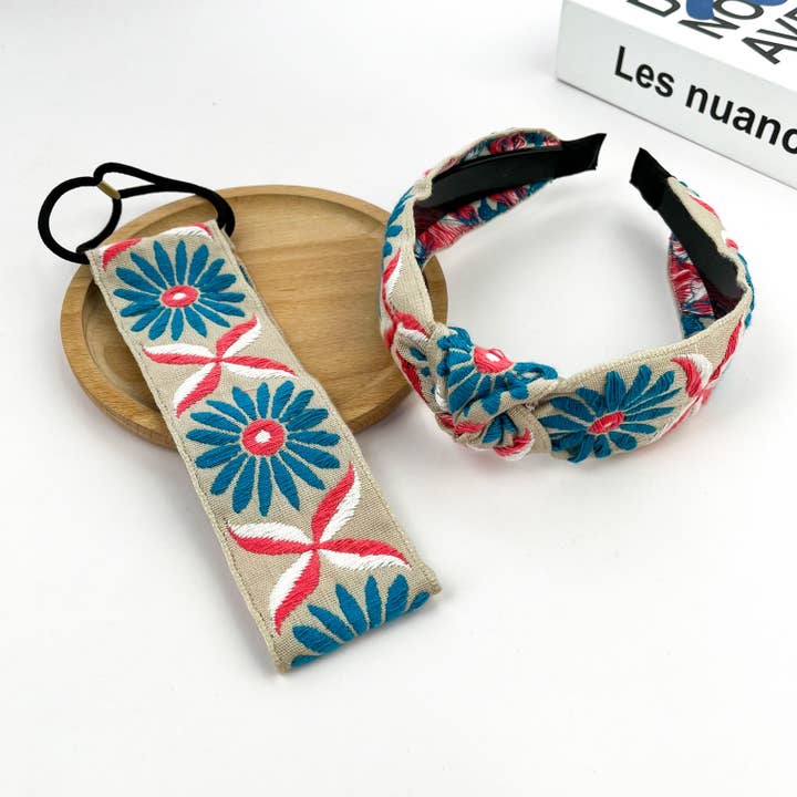 TheDivaSoap - Wholesale Fashion Headband - Women's - Boho Embroidered Knot Headband, Vintage Ethnic Style10