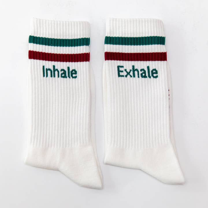 Divasya - Wholesale Socks - Women's - Socks with yoga motif in 2 variants: Inhale Exhale | Namaste4