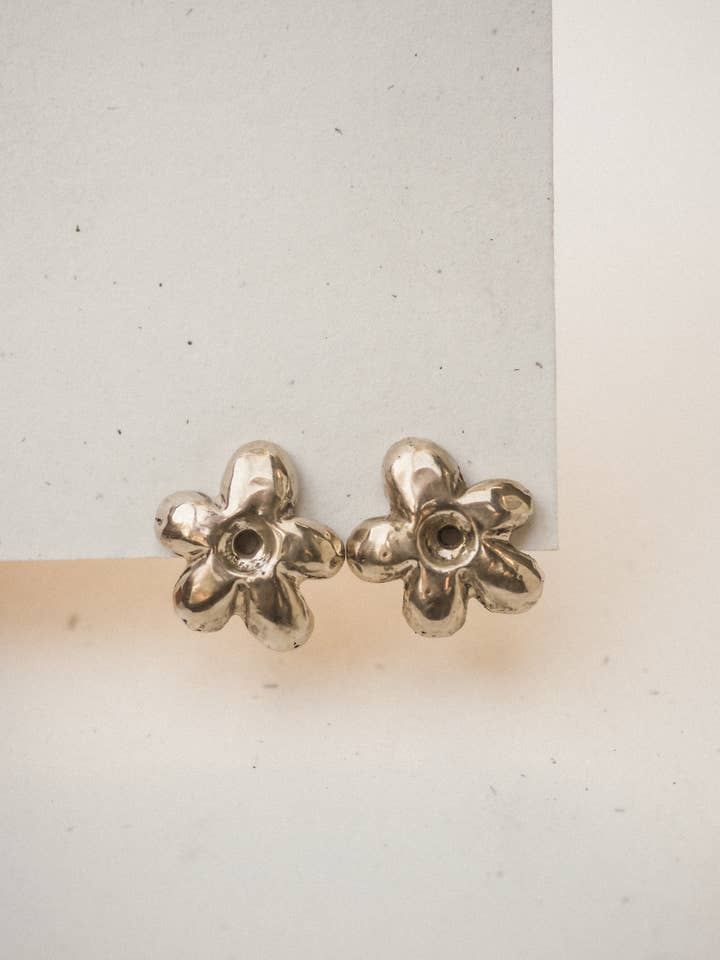la fleur studs | organic flower earrings | bronze for wholesale by Emily Hartwell