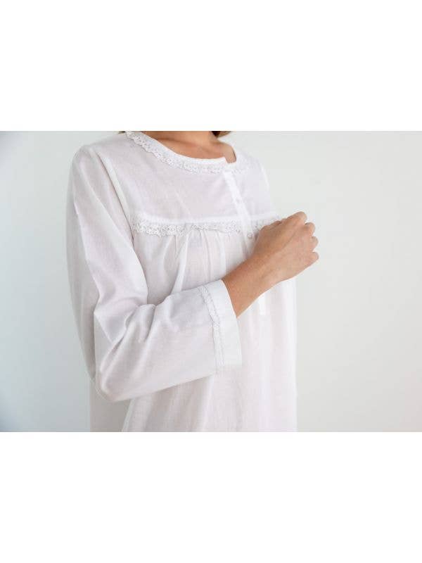 Jacaranda Living - Venta al por mayor Ropa para dormir - Mujer - Camisón de algodón blanco Catherine