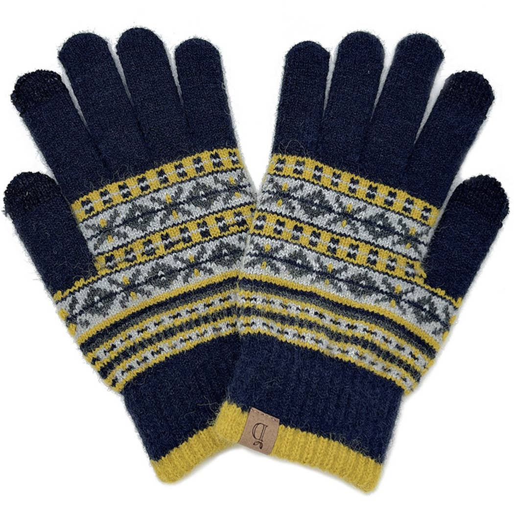 Fashion City – Luvas - Mulher por atacado – Luvas de toque inteligentes de malha com padrão asteca1