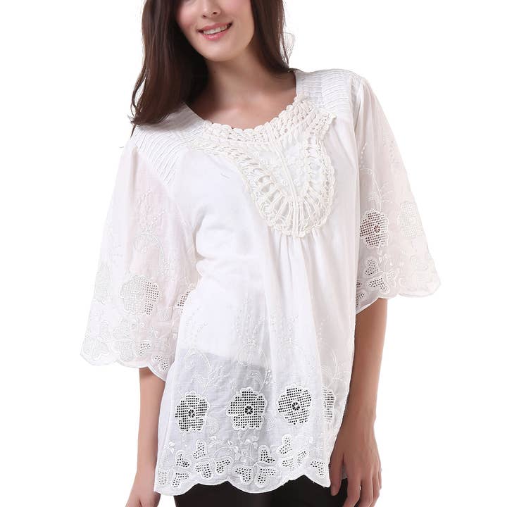 White Laser Cut Top for wholesale by Mad Style