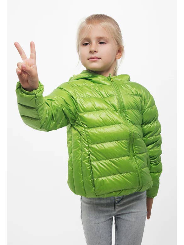 DASTI - Wholesale Puffer Jacket - Kids - Dasti Kids Down Jacket Ultralight Hooded Packable, Green