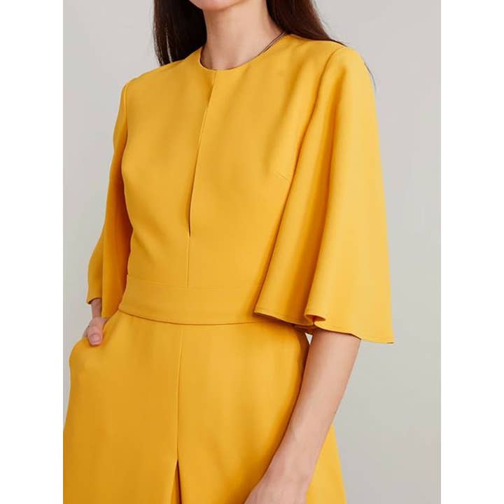 Yellow Stylish Flying Short Sleeves Hollow Plain Wide-Leg Jumpsuits for wholesale on Faire