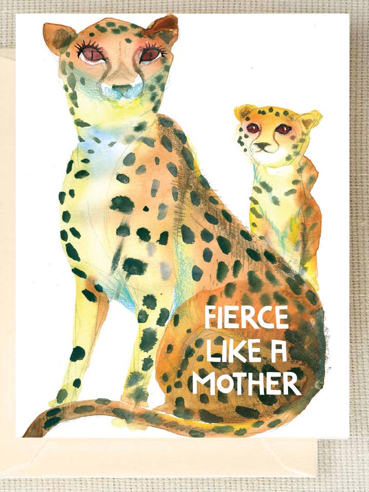Fierce Mom WATERCOLOR GREETING CARD for wholesale by Studio Masha D'yans