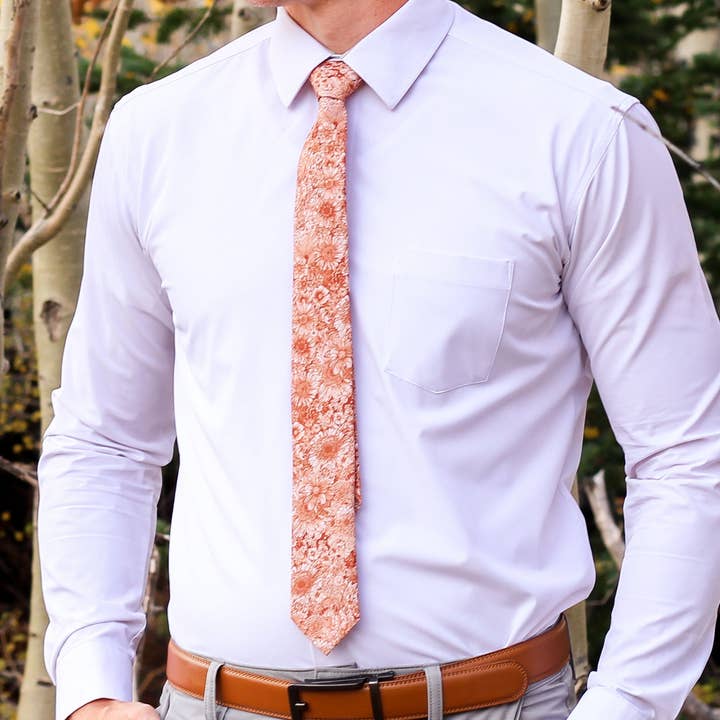 Tough Apparel - Wholesale Necktie - Men's - Cider - Orange Floral Autumn Tie