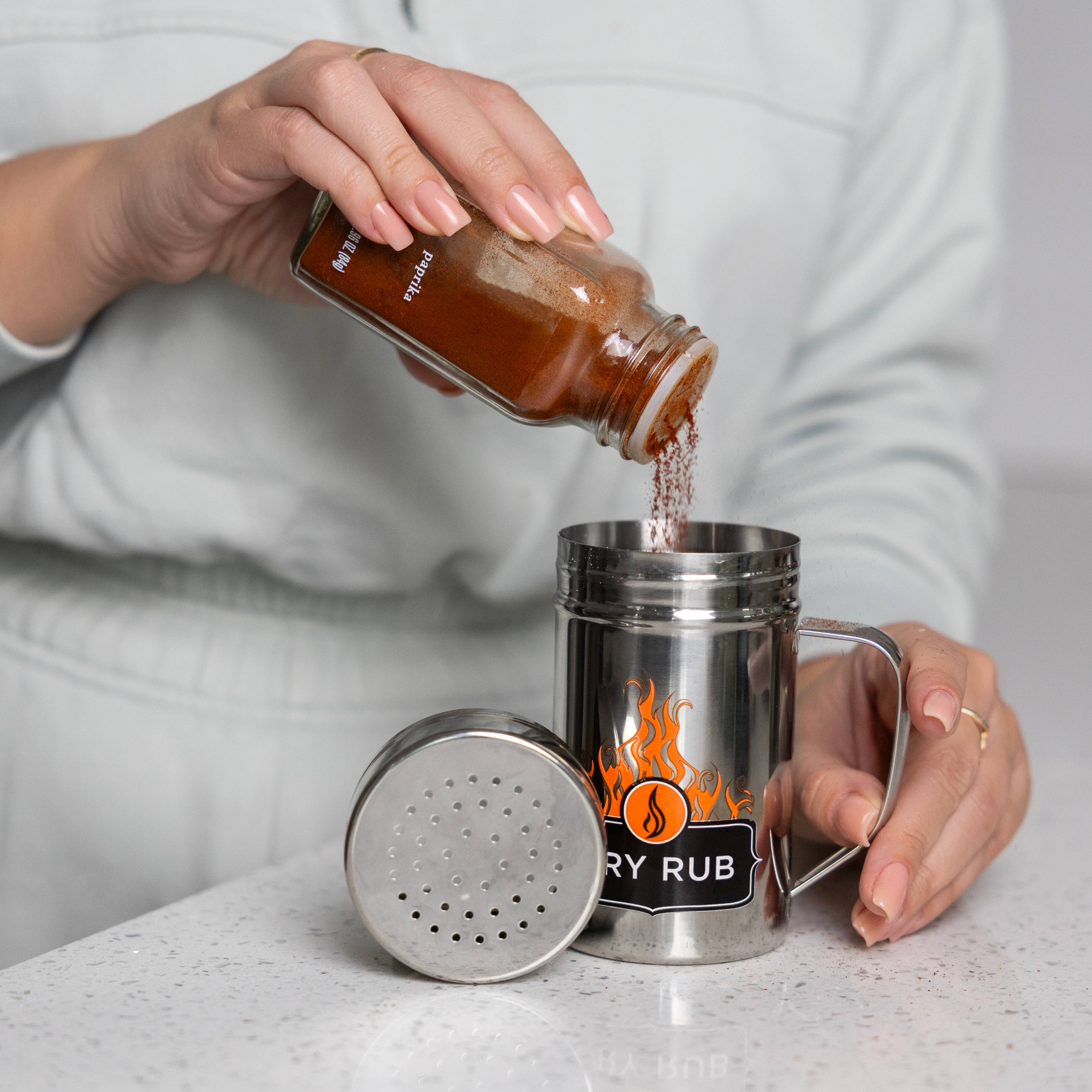 Fox Run Brands - Wholesale Dried Spice Mix - Outset Stainless Steel Dry Rub Shaker With Lid, 13oz3