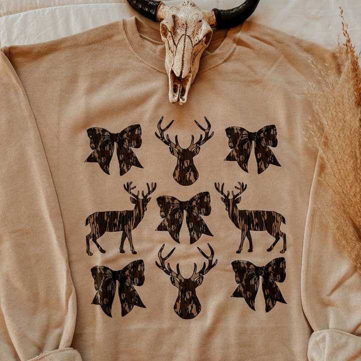 Deer & Bows Hunting Crewneck for wholesale by Rustic Runaway LLC