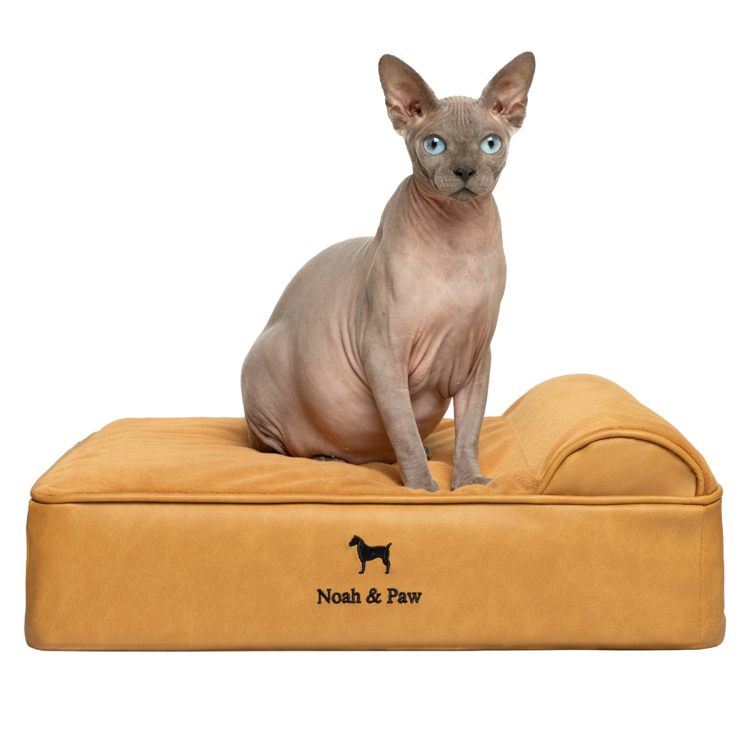 NOAH AND PAW LLC – Großhandel Haustierbett – Katze/Hund – Orthopädisches Hundebett aus Kunstleder mit Memory-Schaum und kühlendem Gel, klassischer Stil5