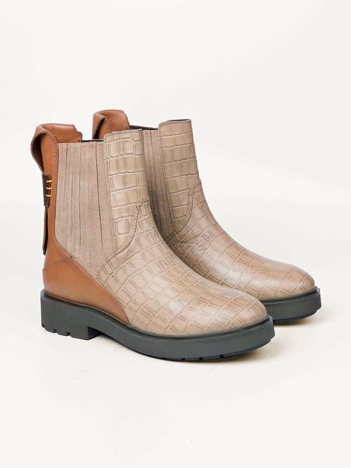 Farro Flat Chelsea Boot - Stone Beige for wholesale by Black Tulip