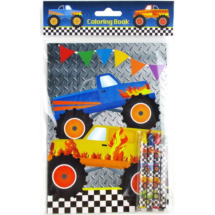 Tiny Mills - Wholesale Coloring Book - Kids & Baby - Monster Truck Coloring Books with Crayons Party Favors4