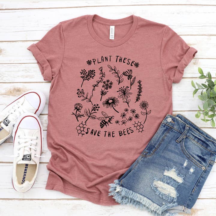 Plant deze Save The Bees t-shirt - Bella Canvas voor wholesale door Printliss