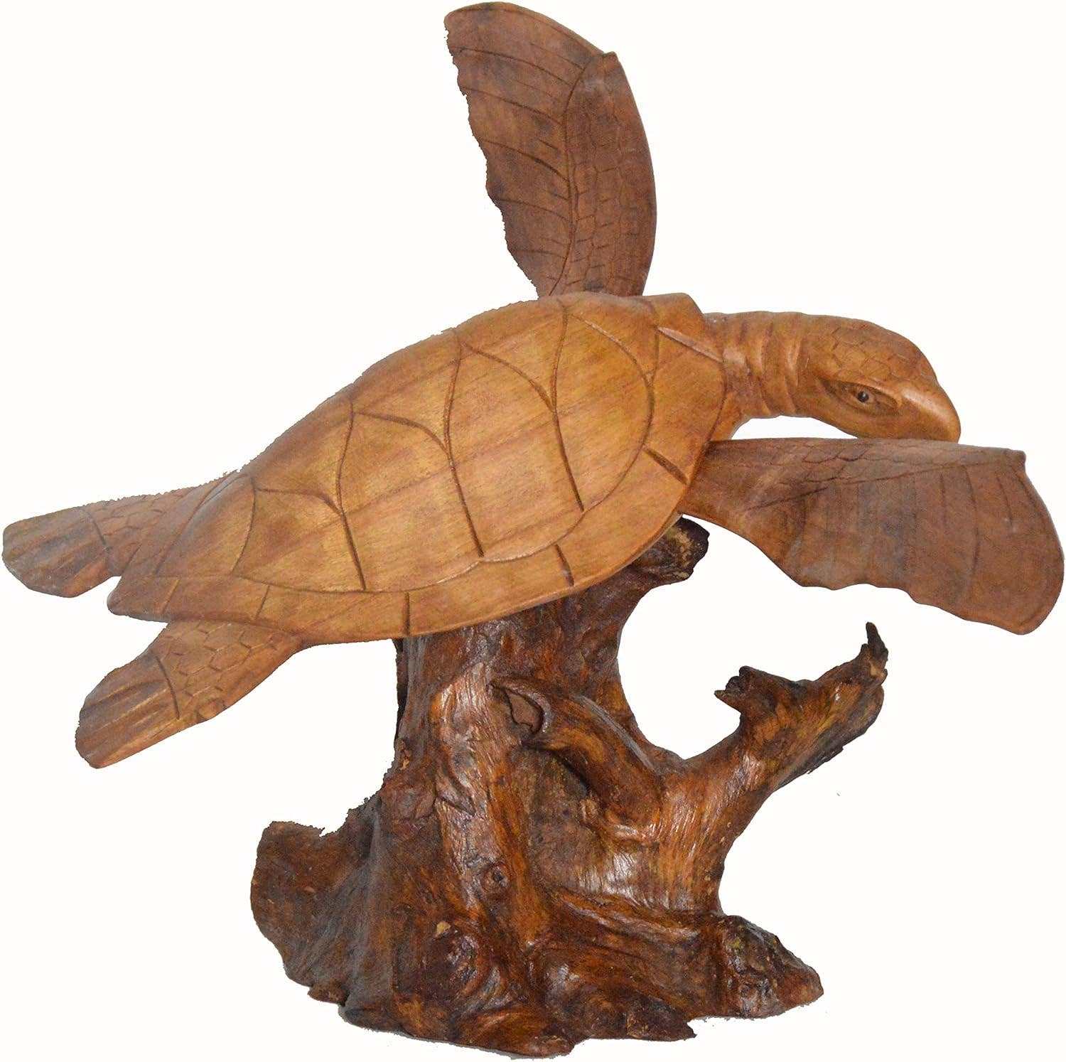 White Elephant - Wholesale Decorative Tabletop Object - Mahogany wood Turtle hand carved on wood base1