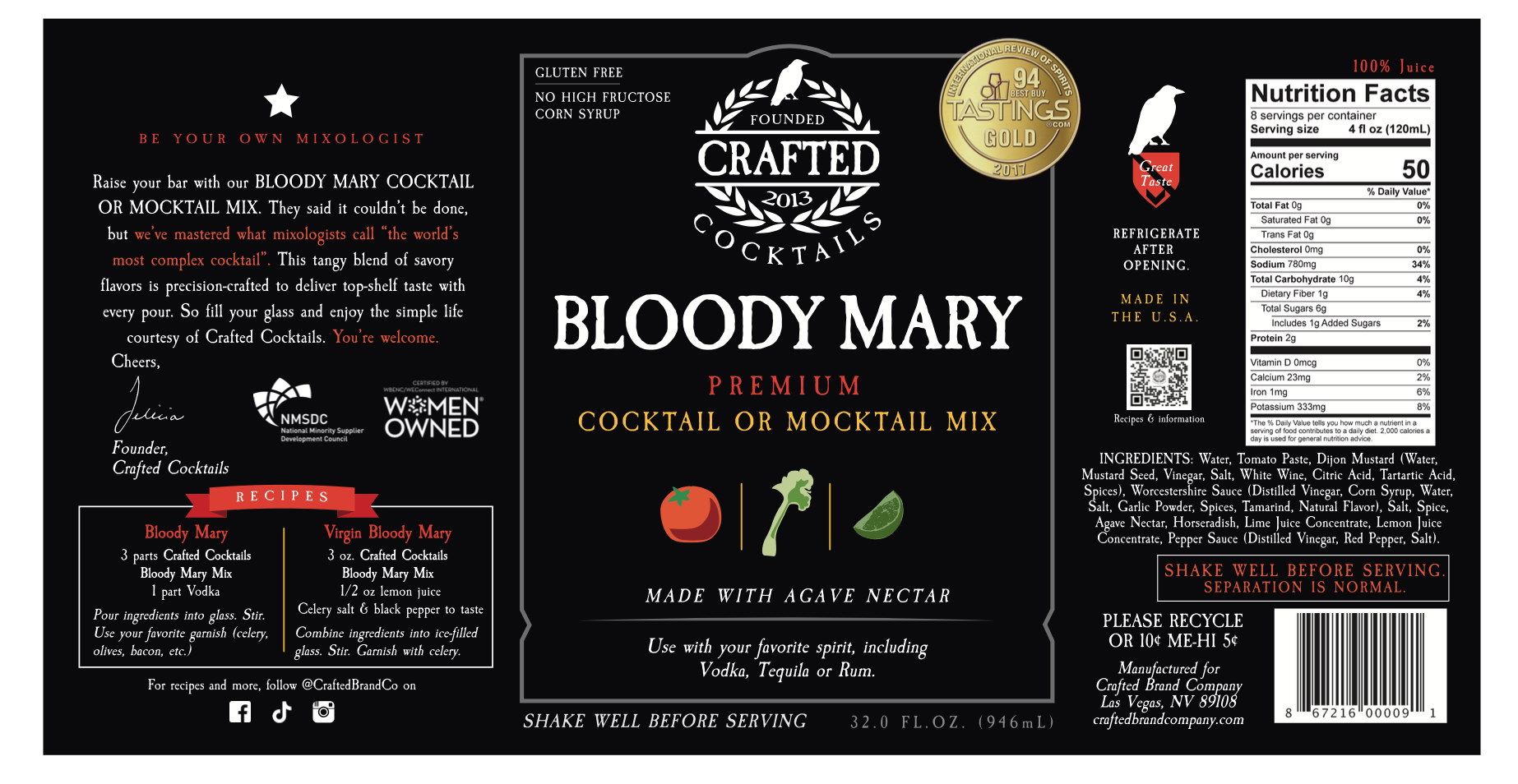 Crafted Cocktails - Wholesale Cocktail Mix/Syrup - Bloody Mary Nonalcoholic Cocktail Mixer9