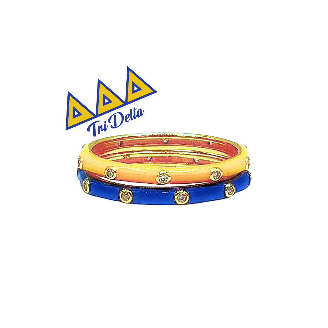 Color Shout - Vente Anneau/bague à empiler - R201-Couleurs de sororité : Ensemble de 2 bagues empilables en émail5