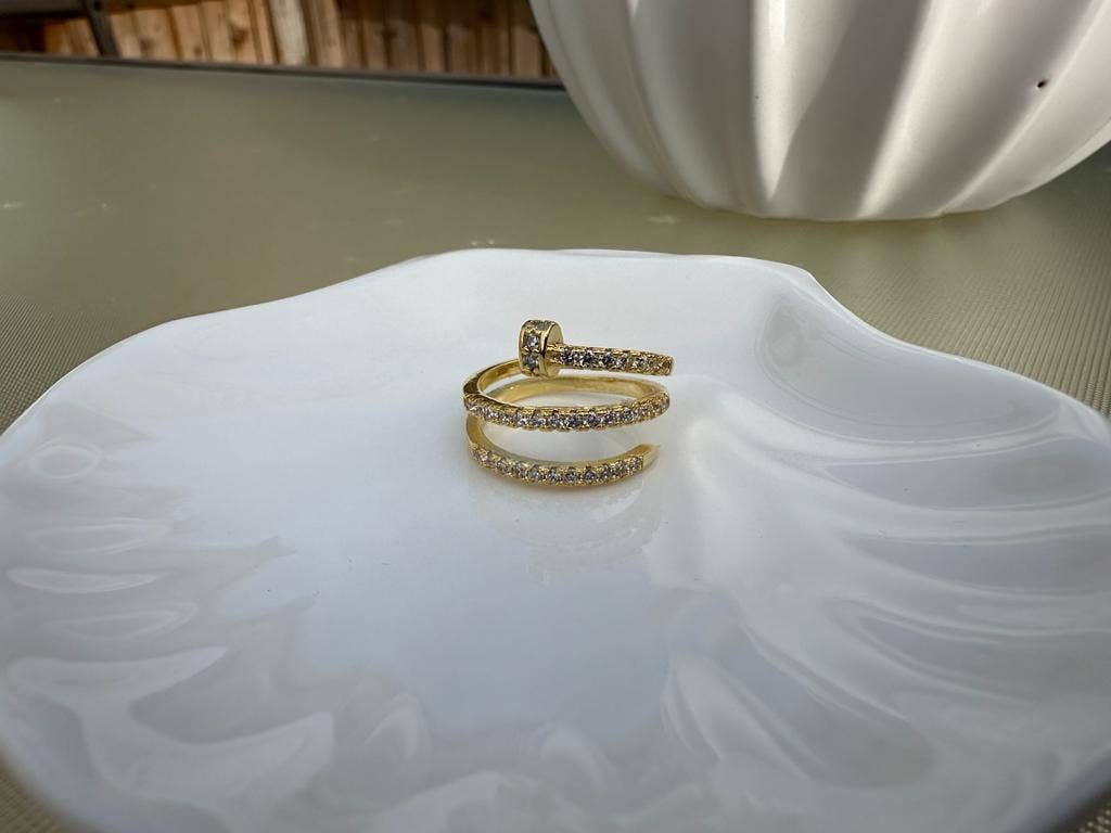 Gemscape UK – wholesale Ring med flera stenar – Justerrbar spiralring i guld med kristaller2
