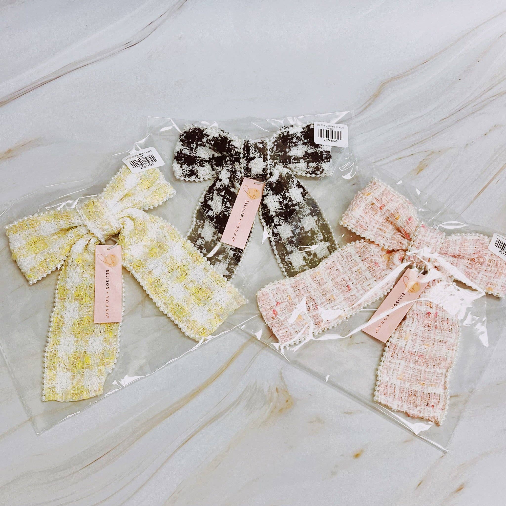 Ellison+Young - Wholesale Hair Clip - Women's - Soft Tweed Bow Hair Clip4