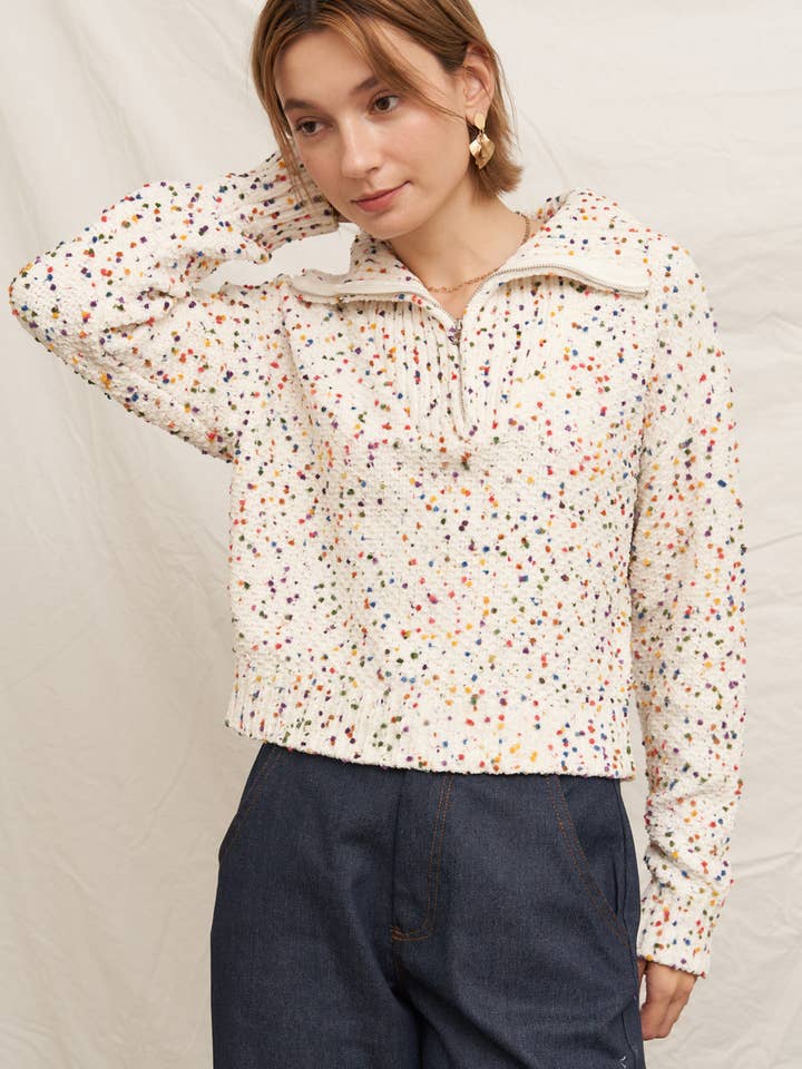 Half Zip Confetti Pullover Sweater for wholesale by En Crème