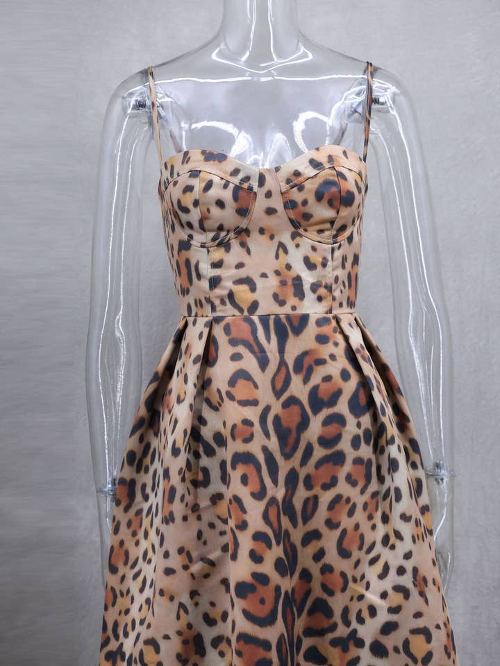 Leo Leopard Corset Cocktail Midi Dress for wholesale on Faire1