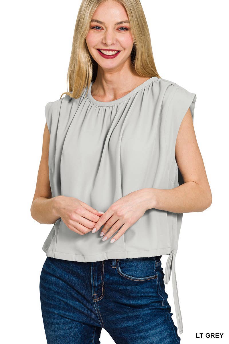 Vanilla Monkey - Wholesale Blouse - Women's - Woven Drawstring Tie Side Sleeveless Top3