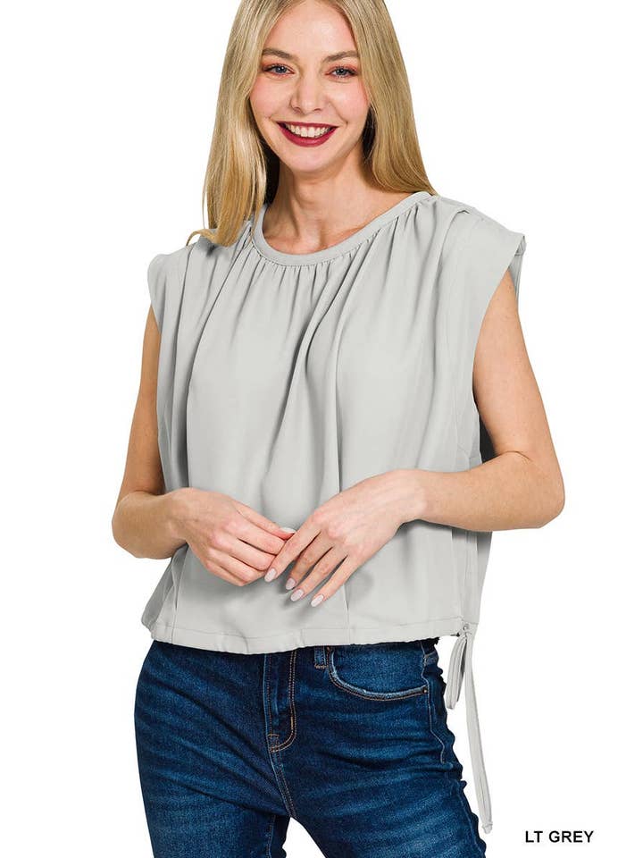 Vanilla Monkey - Wholesale Blouse - Women's - Woven Drawstring Tie Side Sleeveless Top3