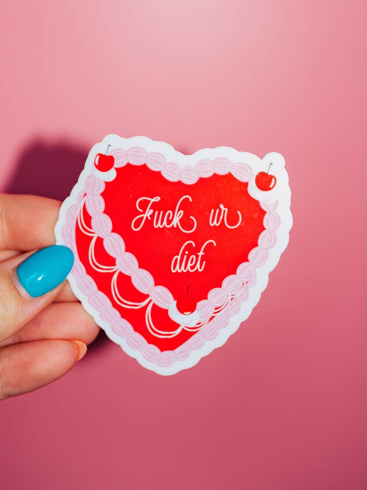 Adesivo Foda a Sua Dieta, Bolo de Coração Vintage, Fofo Trendy por atacado de ShopSourSweetener