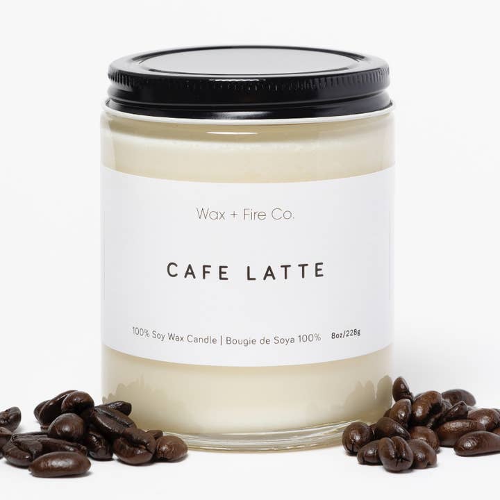 Cafe Latte Soy Candle - 8oz for wholesale by Wax and Fire Co.