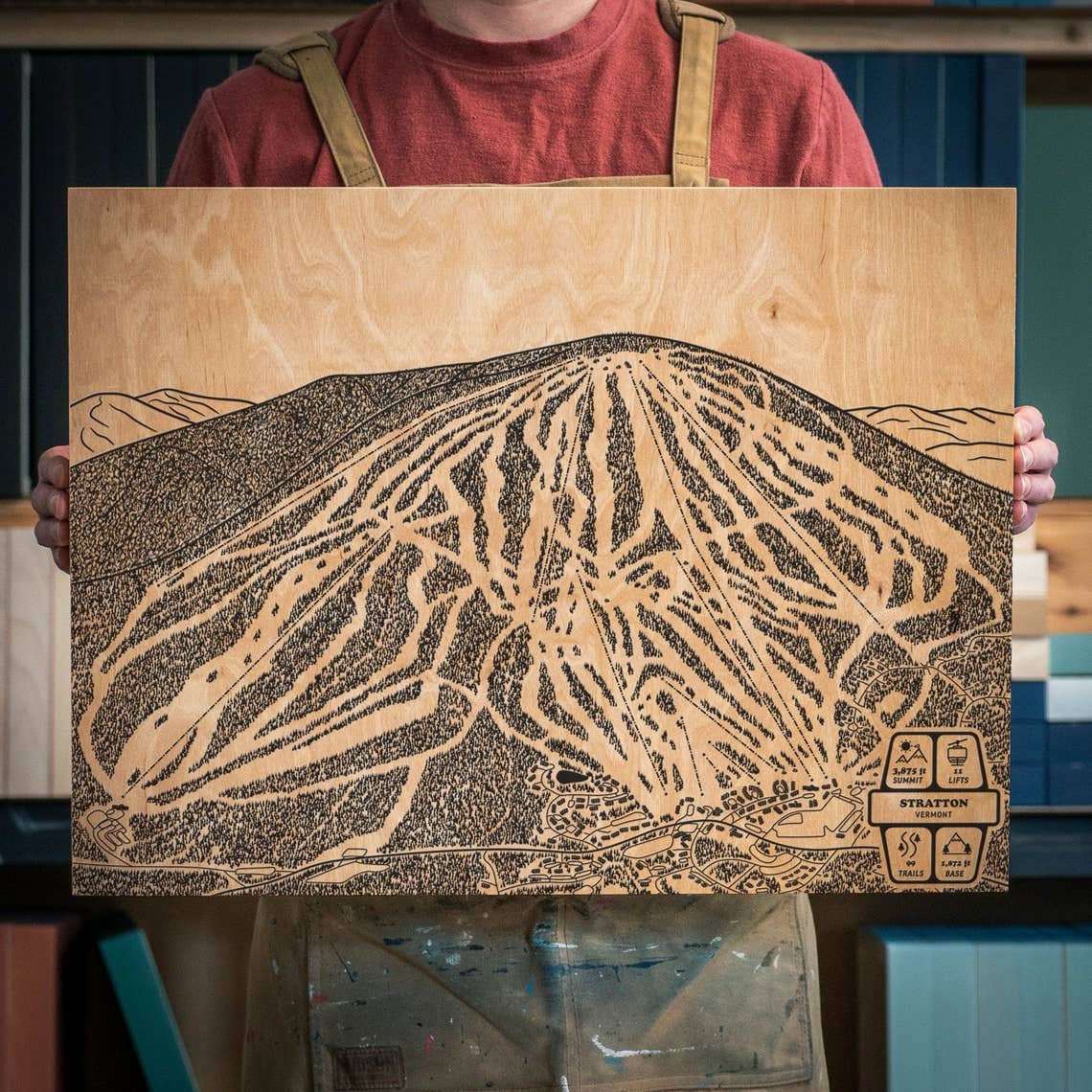 Benoit's Design Co. – Engroshandel Kort – Stratton, Vermont Ski Trail Vis kort0