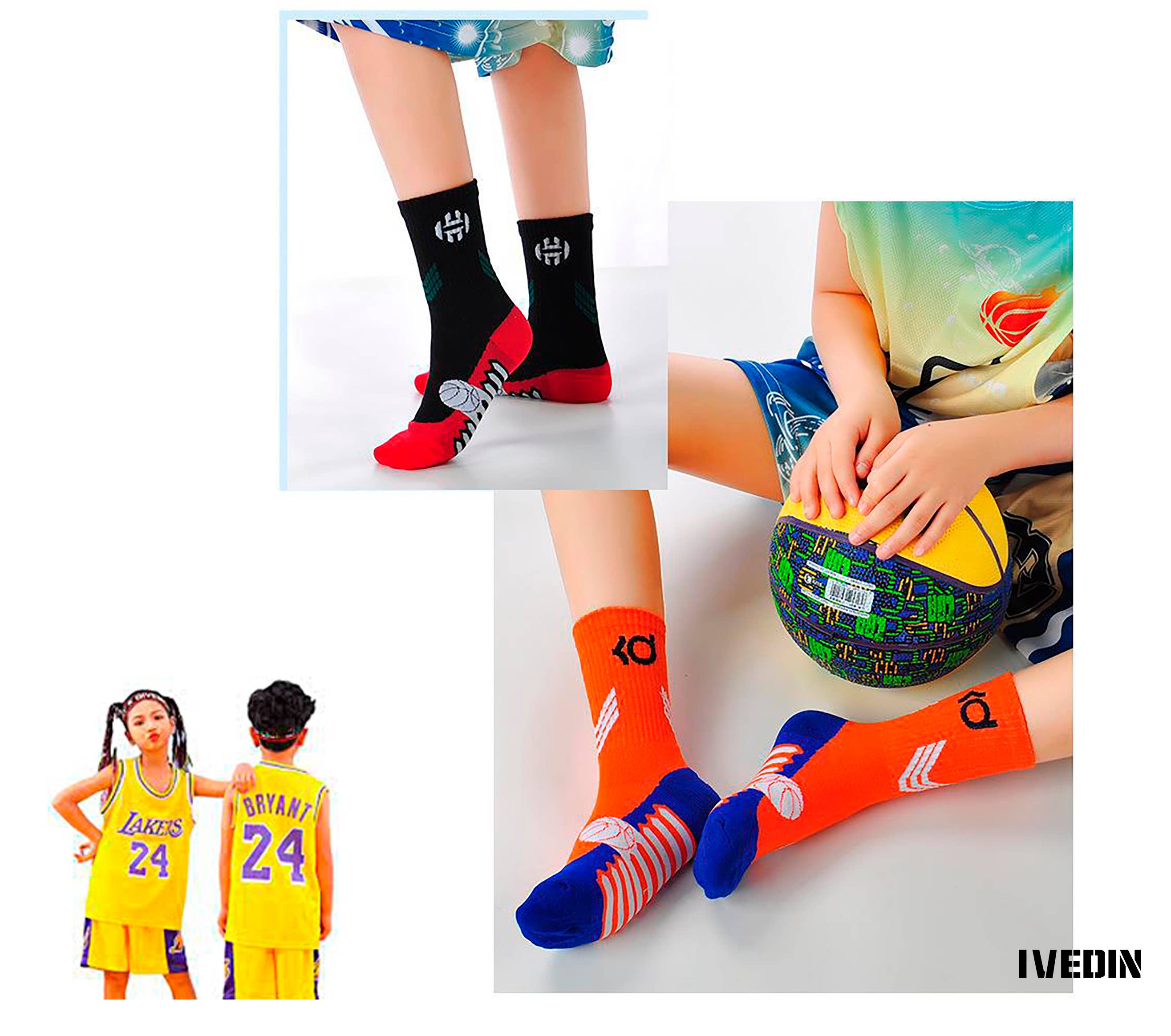 Ivedin - Wholesale Socks - Unisex - Pack of Technical Sports Socks NBA Kids One Size12