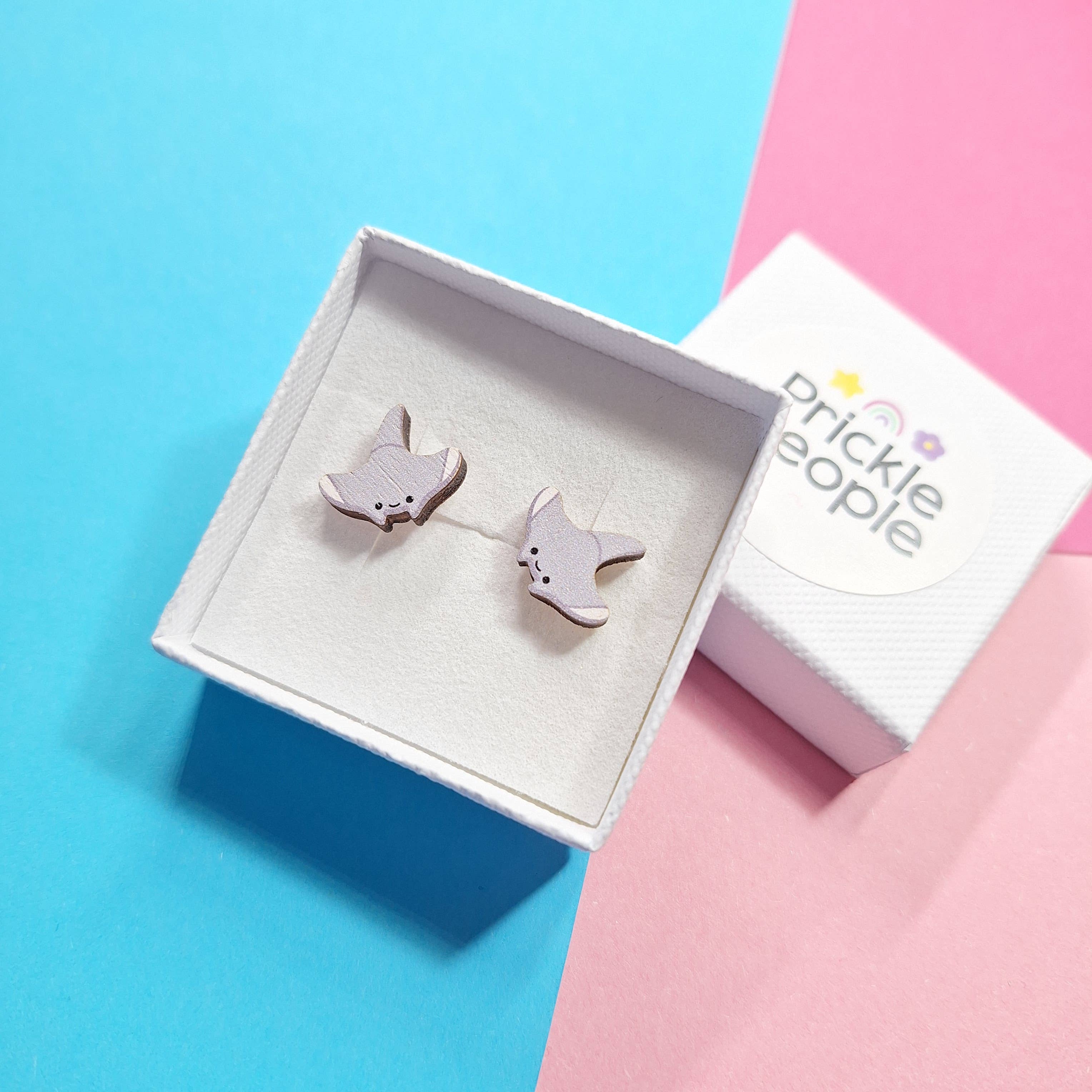Prickle People - Wholesale Stud/Post Earrings - Wooden Manta Ray Stud Earrings - Perfect for Sea Lovers1