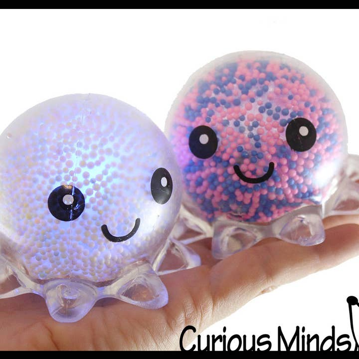 Curious Minds Toys - Venta al por mayor Pelota antiestrés - Niños - 1 pulpo iluminado, relleno de bolas de plástico y espuma de poliestireno